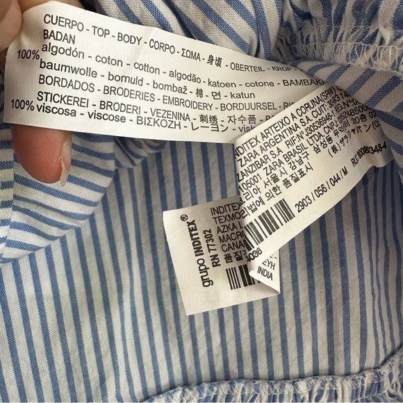 NWT Zara Embroidered Floral Striped Ruffle Tiered Tie Waist Mini Skirt Size Sm - Picture 5 of 10